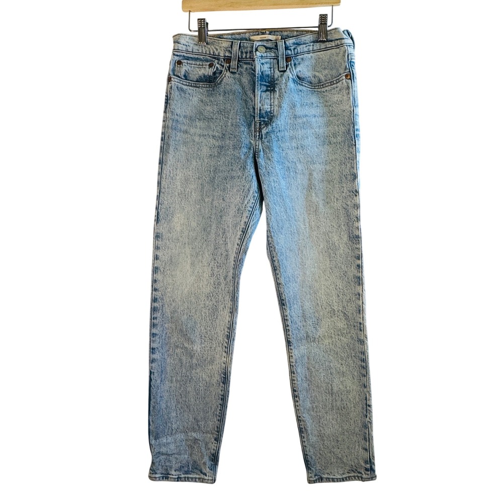 Levis‎ Premium Wedgie Straight Leg Jeans Acid Wash Light Blue Denim 27 High Rise